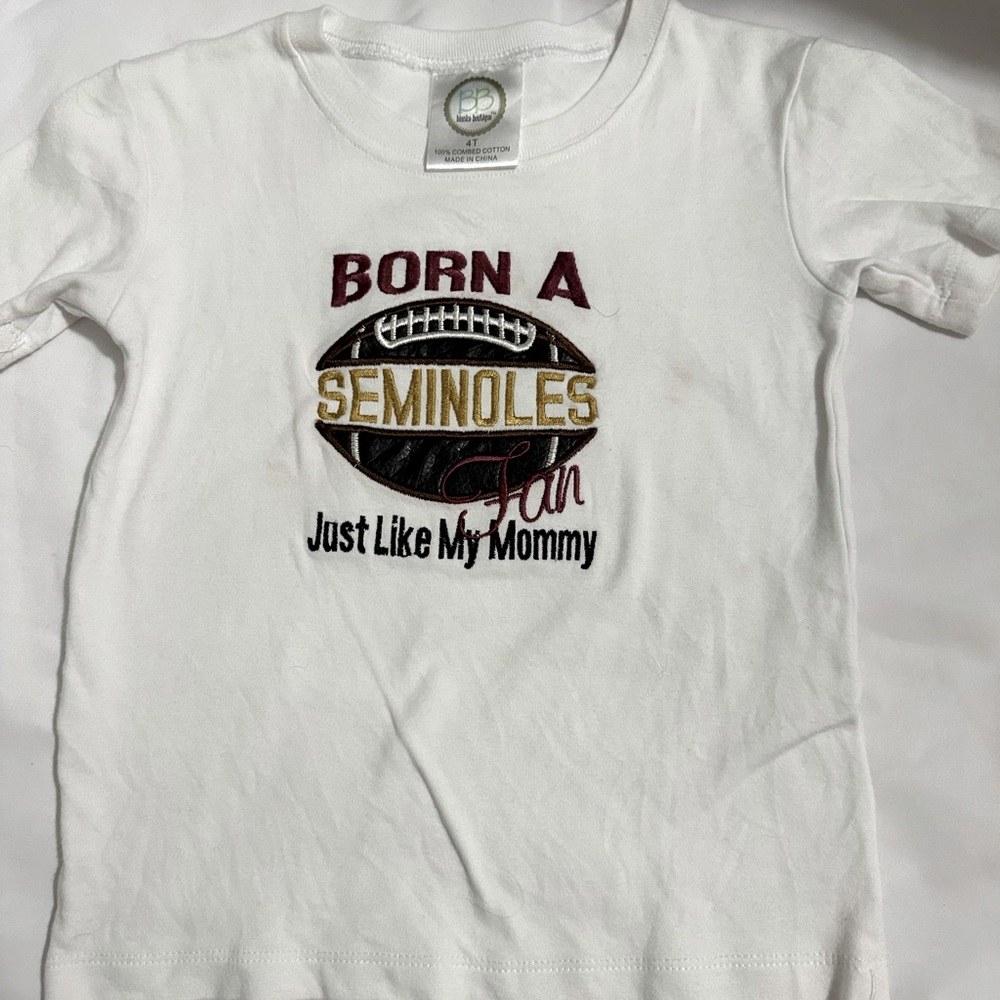 Custom appliqué FSU Seminoles Shirt - 3T-excellent condition- Boy or Girl